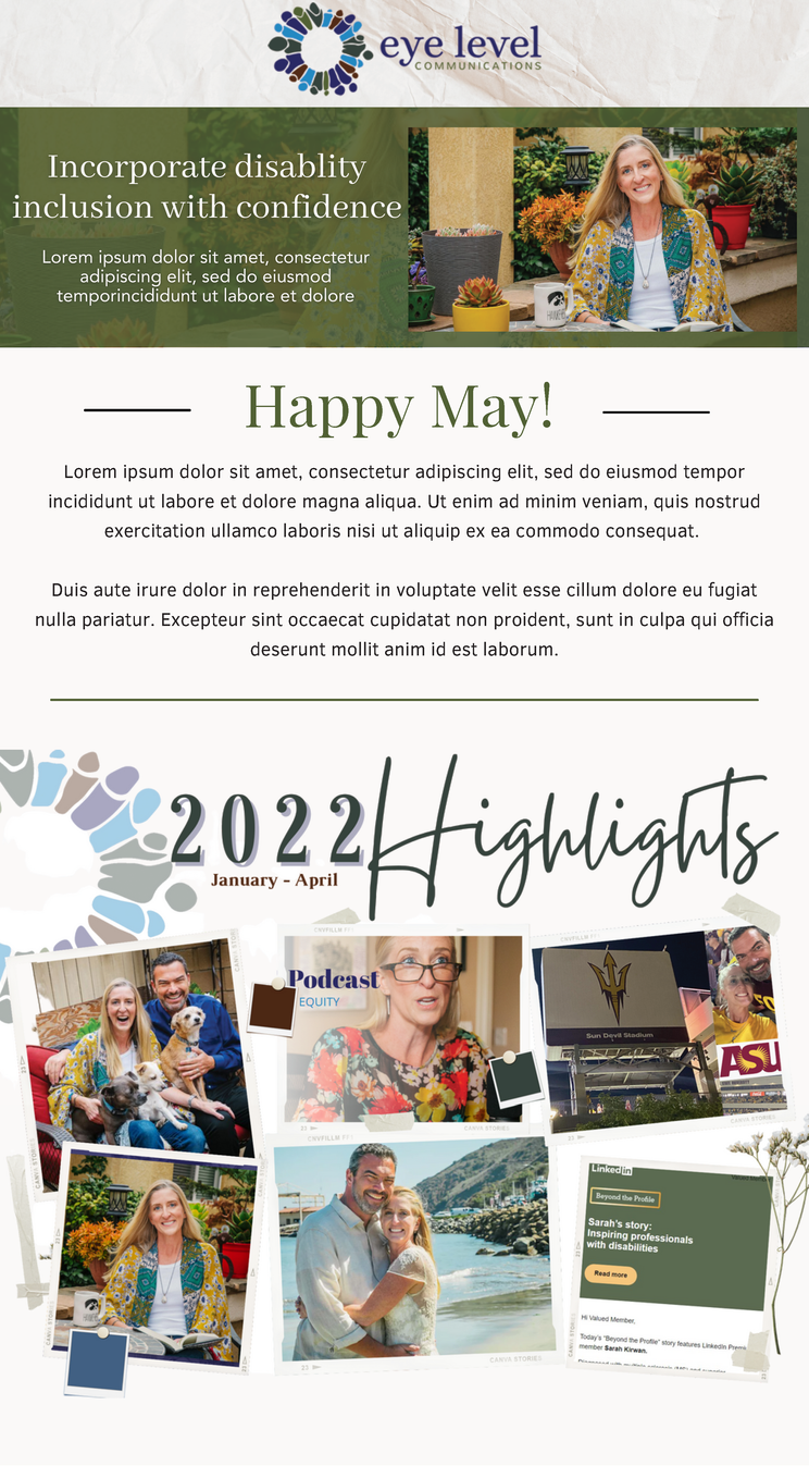 a flyer with photos of people and the words happy may